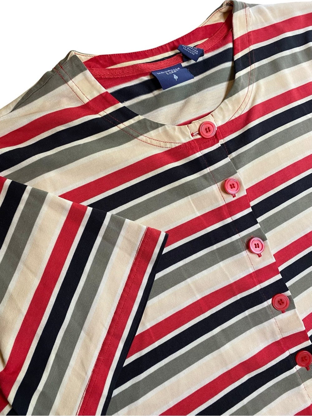 Mountain Lake Top Women’s L 90s Mom Casual Coastal Cottagecore Striped Boxy Y2K